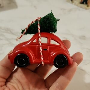 Department 56 Red Car with Green Tree Holiday Decor